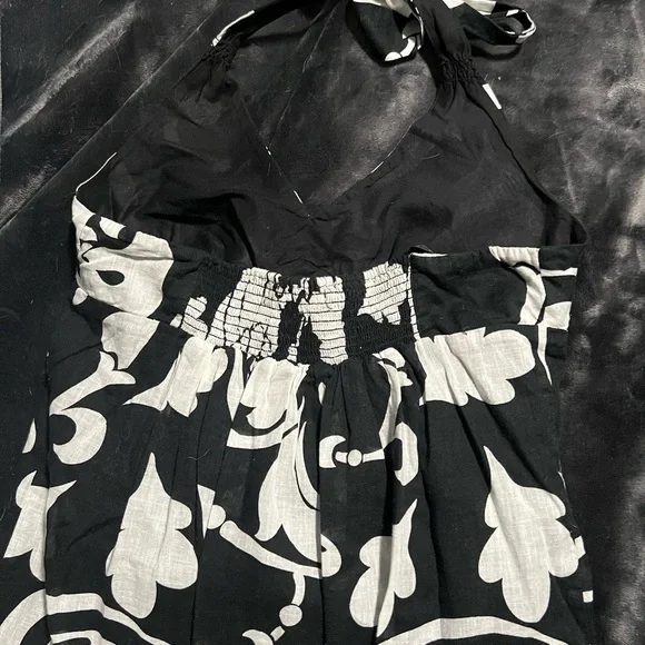 Old Navy Black & White Long Sundress with Liner Tied Behind Neck Size Medium - Picture 3 of 5